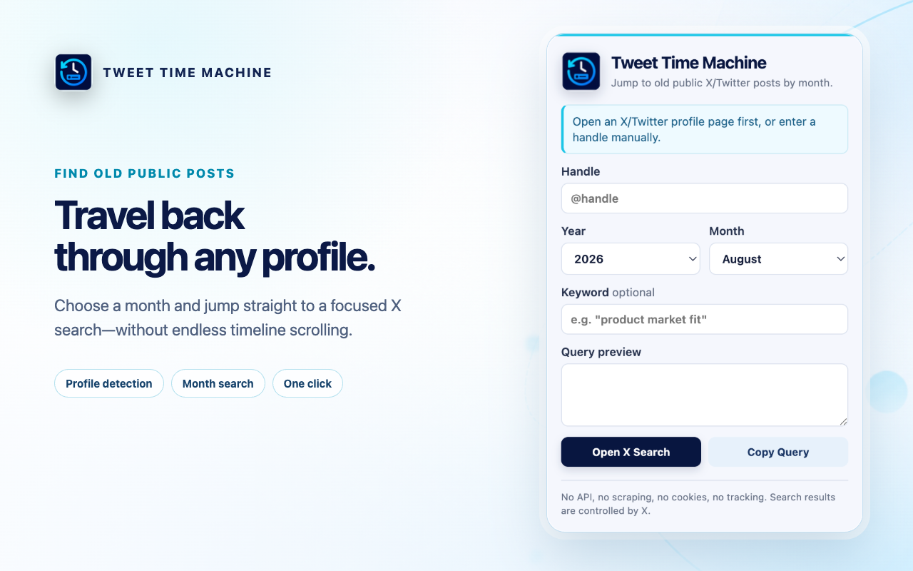 Tweet Time Machine Chrome Web Store preview